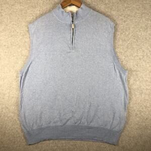 Peter Millar Sweater Vest Mens XL Cotton Cashmere Quarter Zip Pullover Blue